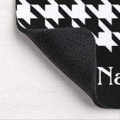 Black Elegant Houndstooth met aangepaste naam Muismat (Hoek)
