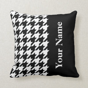 Black Elegant Houndstooth met naam Kussen