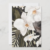 Black Elegant Luxury Floral Orchid Wedding Kaart (Achterkant)