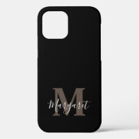 Black Elegant Monogrammed Hand Lettered Name
