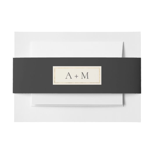 Black Elegant Monogrammed Wedding Uitnodigingen Wikkel (Voorkant Voorbeeld)