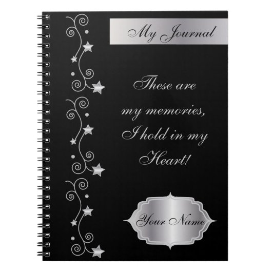 Black Elegant Personalize Journal Notebook (Devant)