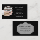 Black Elegant Real Estate Agent Visitekaartje (Voorkant / Achterkant)