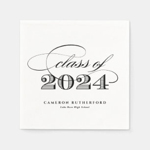 Black Elegant Script 2024 Afstudeerfeest Servet
