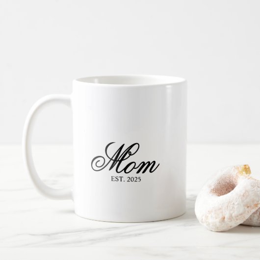 Black Elegant Script Established Mom Koffiemok (Met donut)