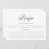 Black Elegant Script Personalized Recipe Kaart (Voorkant / Achterkant)