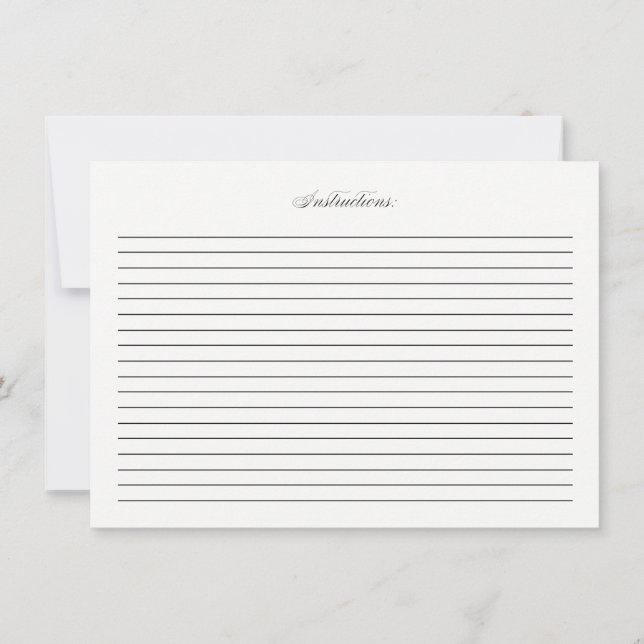 Black Elegant Script Recipe Kaart (Achterkant)