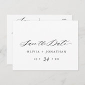 Black Elegant Script Typography Briefkaart (Voorkant / Achterkant)