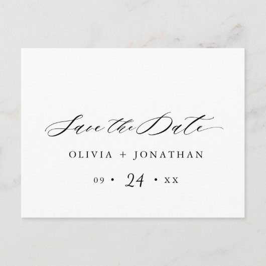 Black Elegant Script Typography Briefkaart (Voorkant)