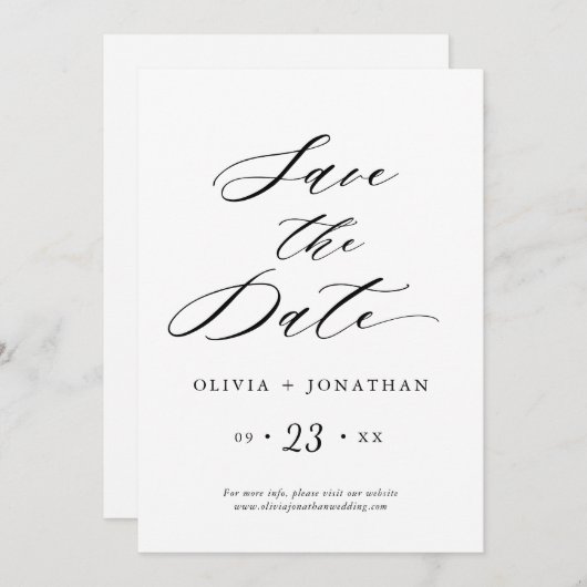Black Elegant Script Typography Invitation Kaart (Voorkant / Achterkant)