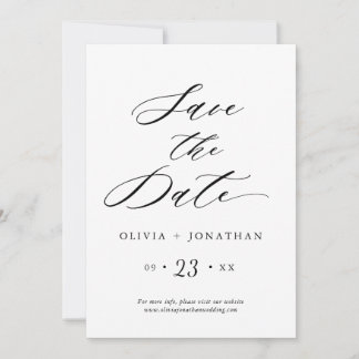 Black Elegant Script Typography Invitation Kaart