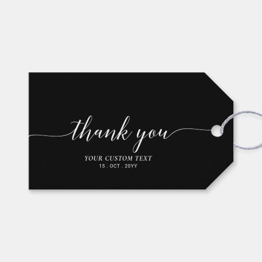 Black Elegant Stylish Party Favor Dankuwel Gift Cadeaulabel (Voorkant (Horizontaal))