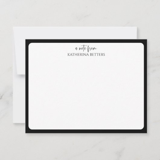 Black Elegant Timeless Statnionery Note Card Kaart (Voorkant)