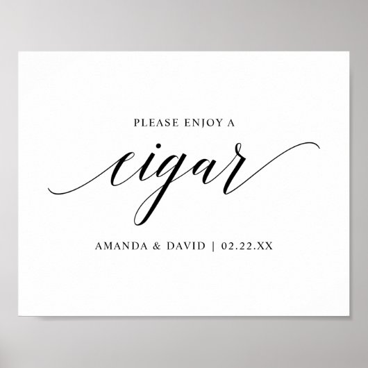 Black Elegant Typography Wedding Cigar bar Sign Poster (Voorkant)
