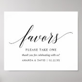 Black Elegant Typography Wedding Favors Sign Poster (Voorkant)