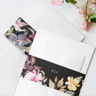 Black Elegant Waterverf Beauely Wedding Uitnodigingen Wikkel