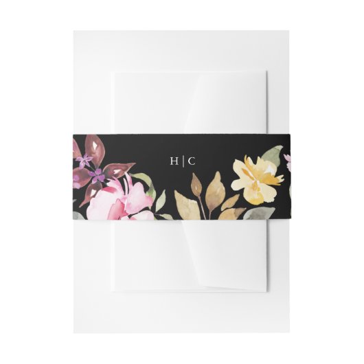 Black Elegant Waterverf Beauely Wedding Uitnodigingen Wikkel (Voorkant Voorbeeld)