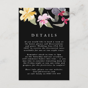 Black Elegant Waterverf Beauful Wedding-details Informatiekaartje