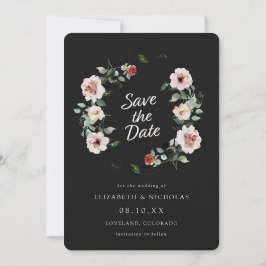 Black Elegant Wedding Save the Date (Voorkant)