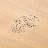 Black Elegant Whimsical Calligraphy Wedding Acryl Uitnodigingen (Laagn)