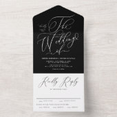 Black Elegant Whimsical Calligraphy Wedding All In One Uitnodiging (Binnen)