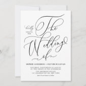 Black Elegant Whimsical Calligraphy Wedding Kaart (Voorkant)