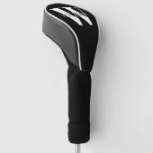 Black | Elegante Grijze Naam en Wit Initiaal Golfheadcover (Schuin)