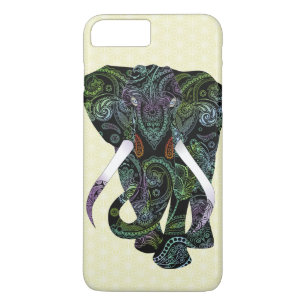 Black Elephant in Paisley Pattern iPhone 7 Plus iPhone 8 Plus / 7 Plus Hoesje