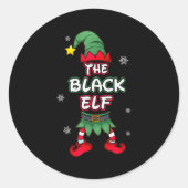 Black Elf Christmas Pajamas Pjs Matching Family Gr Ronde Sticker (Voorkant)