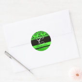 BLACK EMERALD GREEN DAMASK MONOGRAM Dank u Ronde Sticker (Envelop)