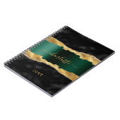 Black emerald green gold agate marmer name script notitieboek (Linkerzijde)