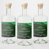 Black & Emerald Greenery Wedding Likeurfles Etiket (Flessen)