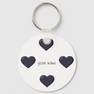 Black Emoji Hearts and '' Jouw naam here " Sleutelhanger
