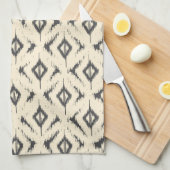 Black en Cream Ikat Diamonds Theedoek (Quarter Fold)