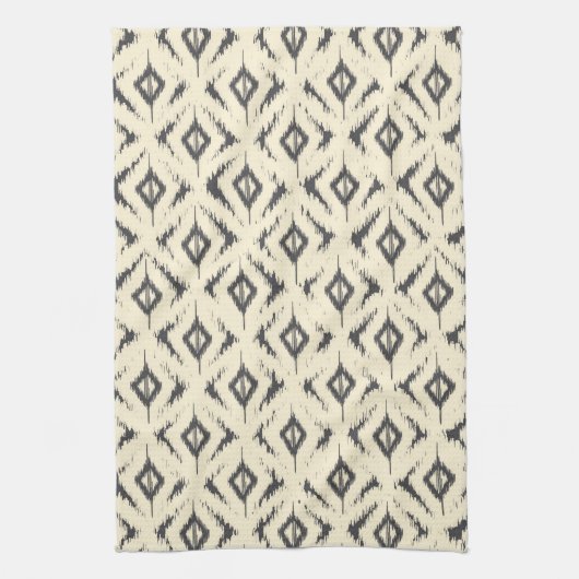 Black en Cream Ikat Diamonds Theedoek (Verticaal)