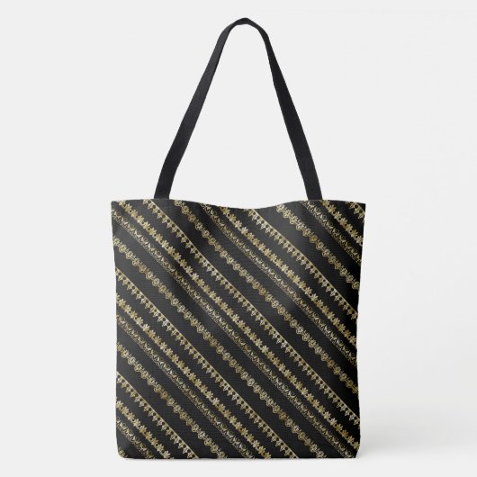 Black en Gold Chic Fun Canvas tas (Achterkant)