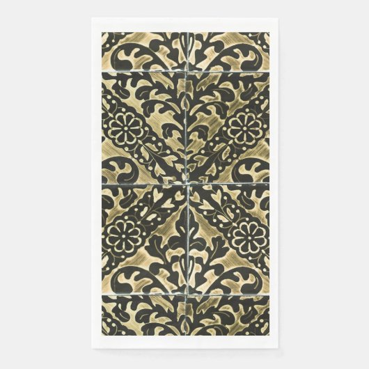 Black en Gold Damask Servet (Voorkant)