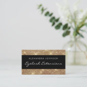 Black en Gold Elegant Sparkly Eyelash Extensions Visitekaartje (Staand voorkant)
