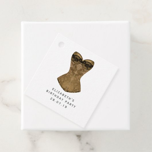  Black en Gold Fleur de Lis Masquerade Bedankjes Labels (In situ)