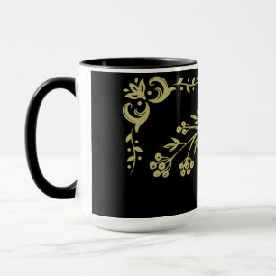 Black en Gold Floral Mok