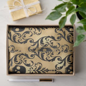Black en Gold Halloween Damask Tissuepapier (Geschenk)