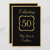 Black en Gold Invite Kaart (Voorkant / Achterkant)