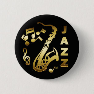 BLACK EN GOLD JAZZ RONDE BUTTON 5,7 CM