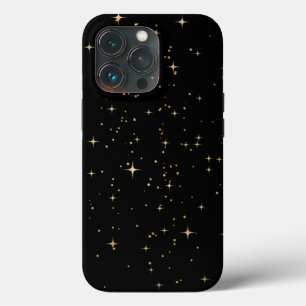 Black en Gold Sparkle Stars iPhone 13 Pro Hoesje