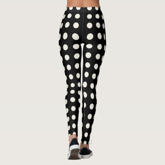 Black en Ivory Polka Dots Leggings (Achterkant)