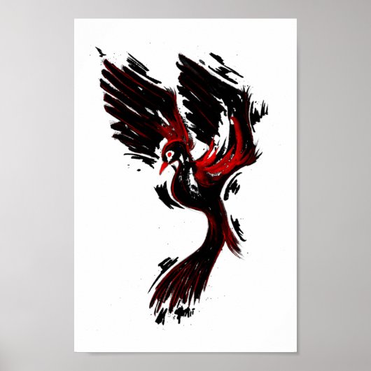 Black en Red Phoenix Poster (Voorkant)