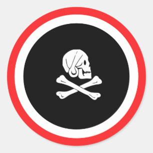 Black en RedJolly Roger Pirate Ronde Sticker