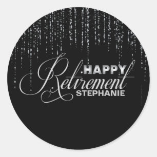 Black en Silver Pensioen Party Stickers