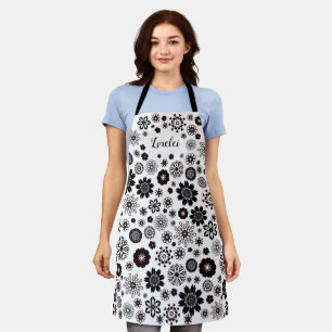 Black en White Boho Mandala Flowers Schort