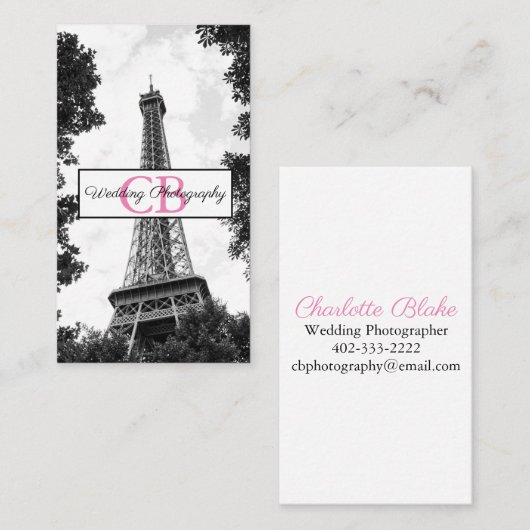 Black en White Eiffel Tower Professional Visitekaartje (Voorkant / Achterkant)